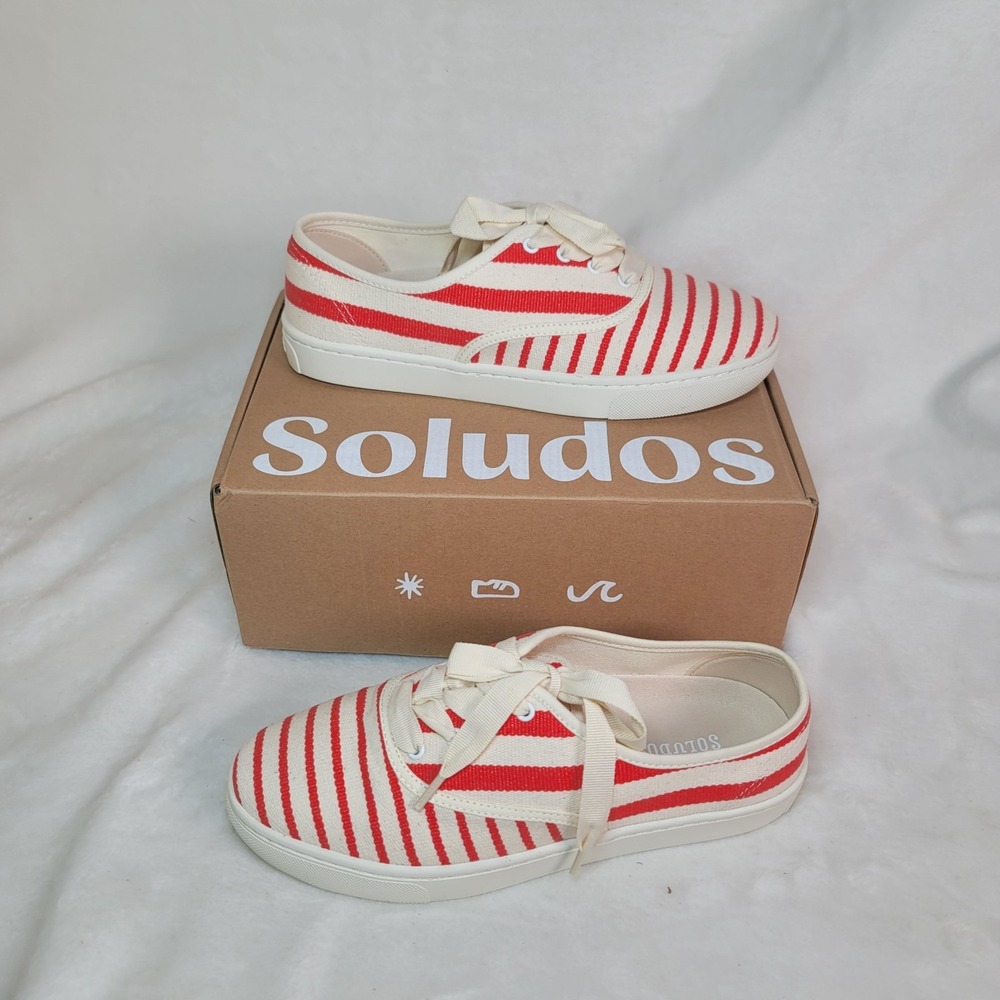 Soludos Marin Y2K Coastal Striped Nautical Sneakers Canvas Festive Size 7.5